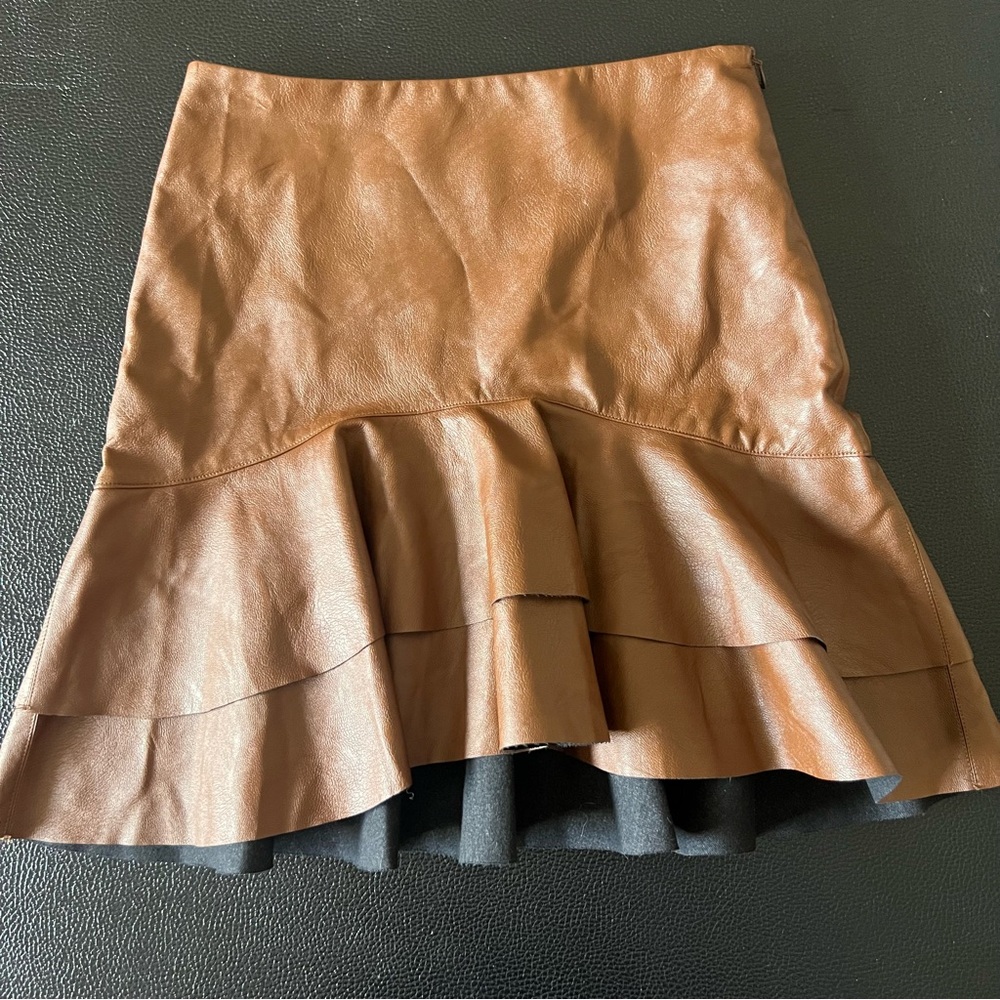 Soprano Brown Ruffled High-Low Mini Skirt - Picture 3 of 7